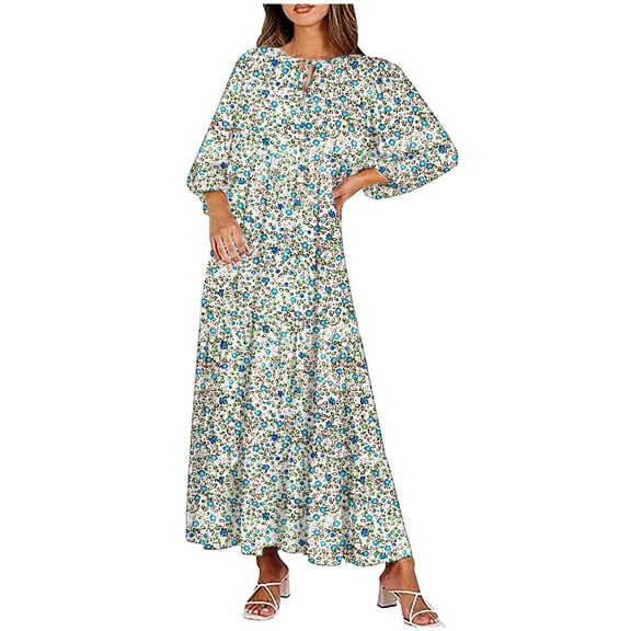 DailyTrove Women's Floral Print Maxi Dress, Short Sleeve, Casual Beach & Resort Wear, Lightweight Rayon Blend, Flowy Hem