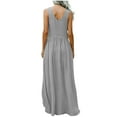 thumbnail image 5 of Ygbgbb Womens Lightweight Summer Casual Scoop Neck Dresses Solid Sleeveless Tank Dress Patchwork A Line Maxi Dress with Pockets Gray XXL, 5 of 7