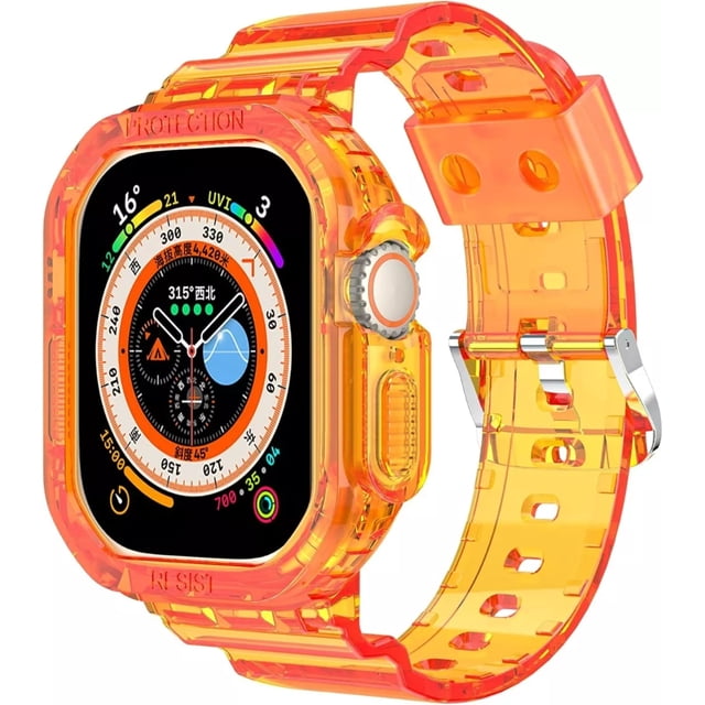 Correa Extensible De Silicona + Case Transparente Unisex M / L 41 / 44 / 45 / 49 mm Para Apple Watch Ultra Compatible Con Serie 8 / 7 / 6 / 5 / 4 / 3 / SE