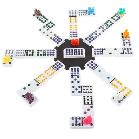 Train Style Mexican Dominos Set with 91 Colorful Tiles and 9 Plastic Trains by Hey! (Best Way To Play Dominoes)