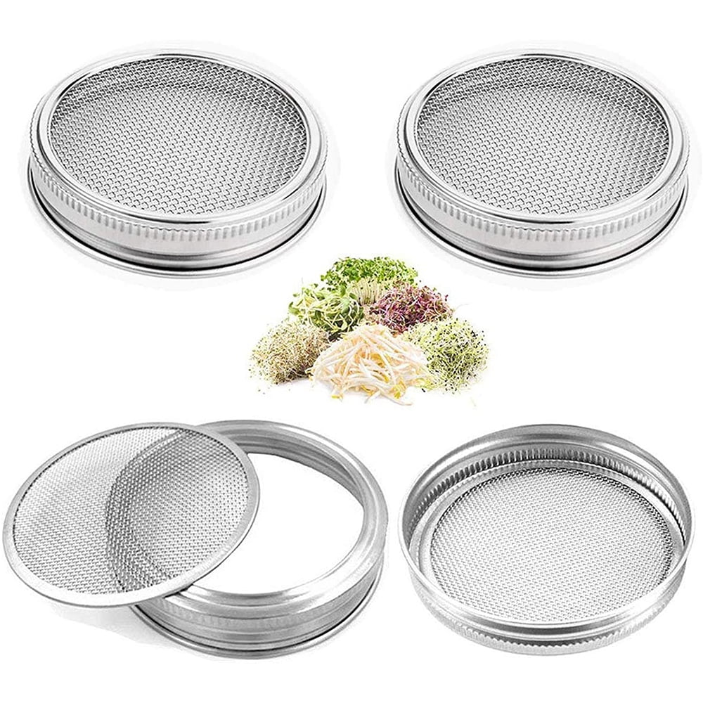 VIVEFOX 8 Pack Sprouting lids, Stainless Steel Sprouting Jar Strainer for Regular Mouth Mason