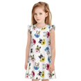 thumbnail image 1 of Fotbe French Bulldog With Coffee Cup Vestido de Dormir para Niñas de 3 a 10 Años, Mangas Cortas, Estilo Princesa, Pijama Camisón con Mangas Voladas-Medium, 1 of 6