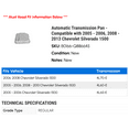 thumbnail image 2 of Automatic Transmission Pan - Compatible with 2005 - 2006, 2008 - 2013 Chevy Silverado 1500 2009 2010 2011 2012, 2 of 2