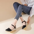 thumbnail image 4 of Xucatan Women's Closed Toe Wedge Sandals, Breathable Canvas Upper with Espadrille Sole, Buckle Strap Comfortable Platform Slides, Versatile Casual Holiday Style Gift, 4 of 9