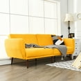 thumbnail image 2 of Costway Convertible Futon Sofa Bed Adjustable Couch Sleeper w/ Wood Legs Yellow, 2 of 11