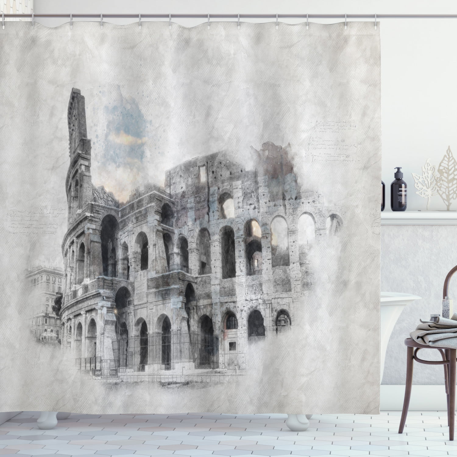Details about   Rome Italy Style Waterproof Polyester Bathroom Shower Curtain With Free 12 Hooks 
