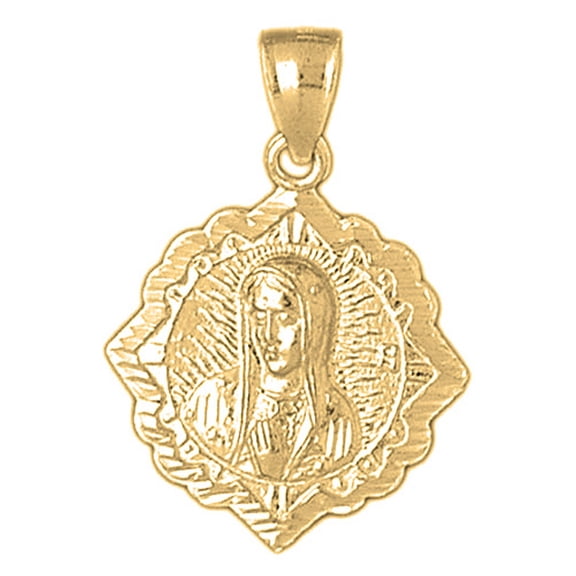18K Yellow Gold Our Lady Guadalupe Pendant - 33 mm