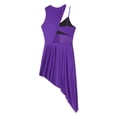 thumbnail image 3 of iiniim Women Lyrical Dance Dress One Shoulder Split Asymmetrical Modern Contemporary Ballroom Latin Dancewear Purple M, 3 of 7