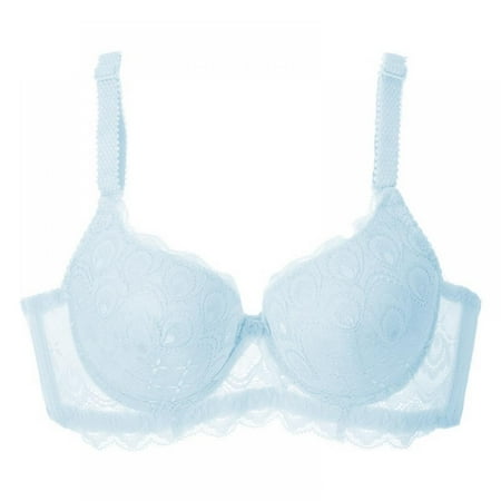 

Wuffmeow Ladies Lace Brassiere Push Up Lace Embroidered Bow 3/4 Cup Bra Women Underwear