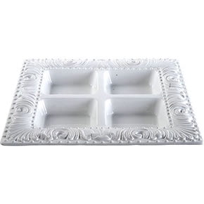 

Ceramic Embossed Rim 4-Part Plate 13.5 x13.5