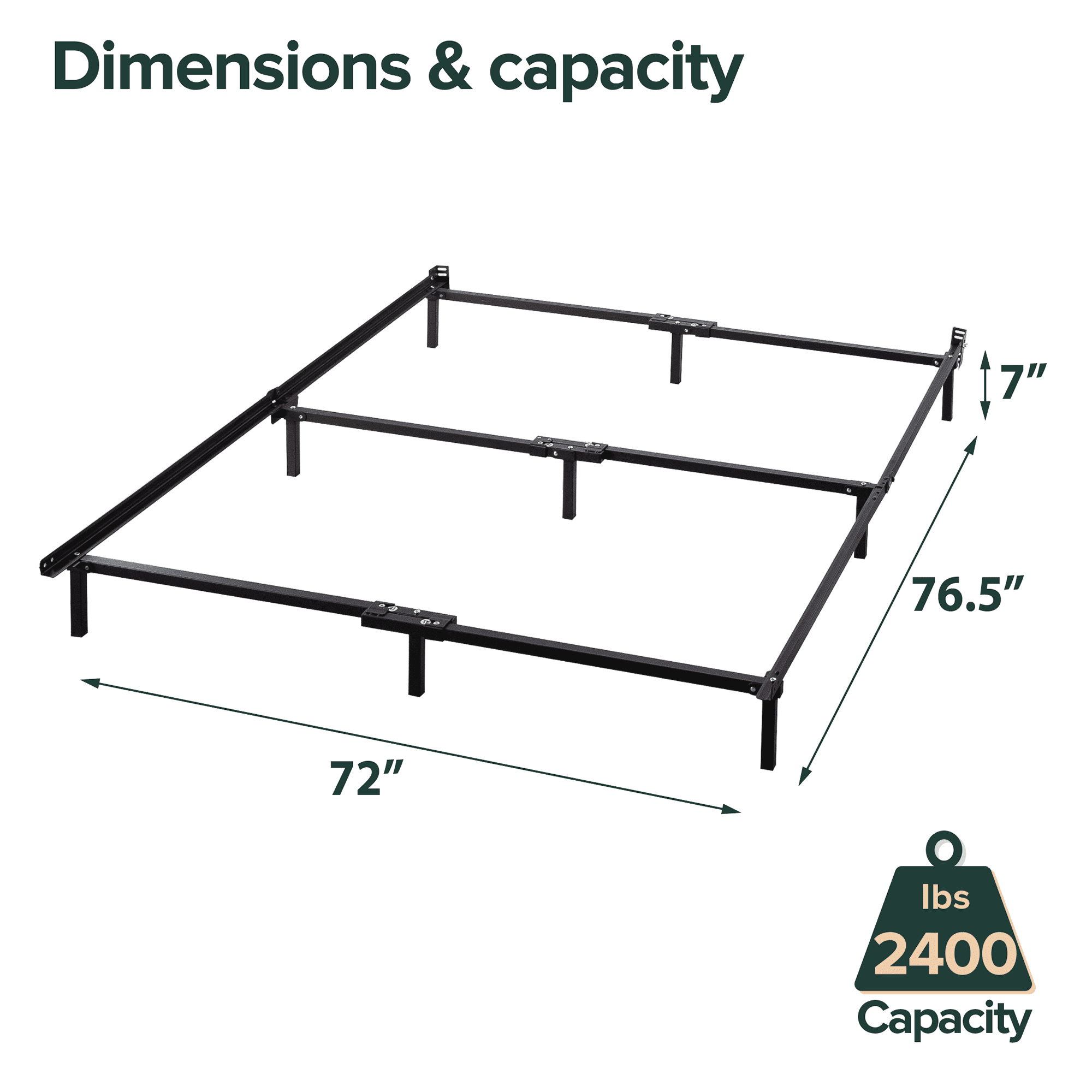 Zinus 7" Compack® Metal Bed Frame, Black, California King