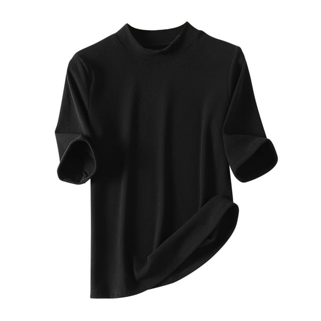 Casual Primavera Tops para las Mujeres Cuello Redondo Camiseta Blusa, Cómodo Ligero Poliéster Superior de Verano