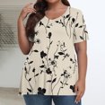 thumbnail image 2 of Womens Oversized Printed V-neck Short Sleeved Top Without Positioning, 2 of 8