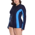 thumbnail image 4 of Asoul Women's Plus Size Rash Guard Color Block Long Sleeve Zip Front Swim Shirt UPF 50+, 4 of 5