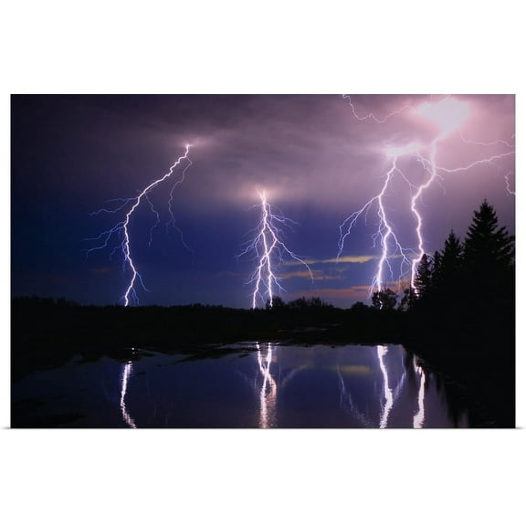 GBC | "Lightning Storm Over A Lake" Art Print - 36x24
