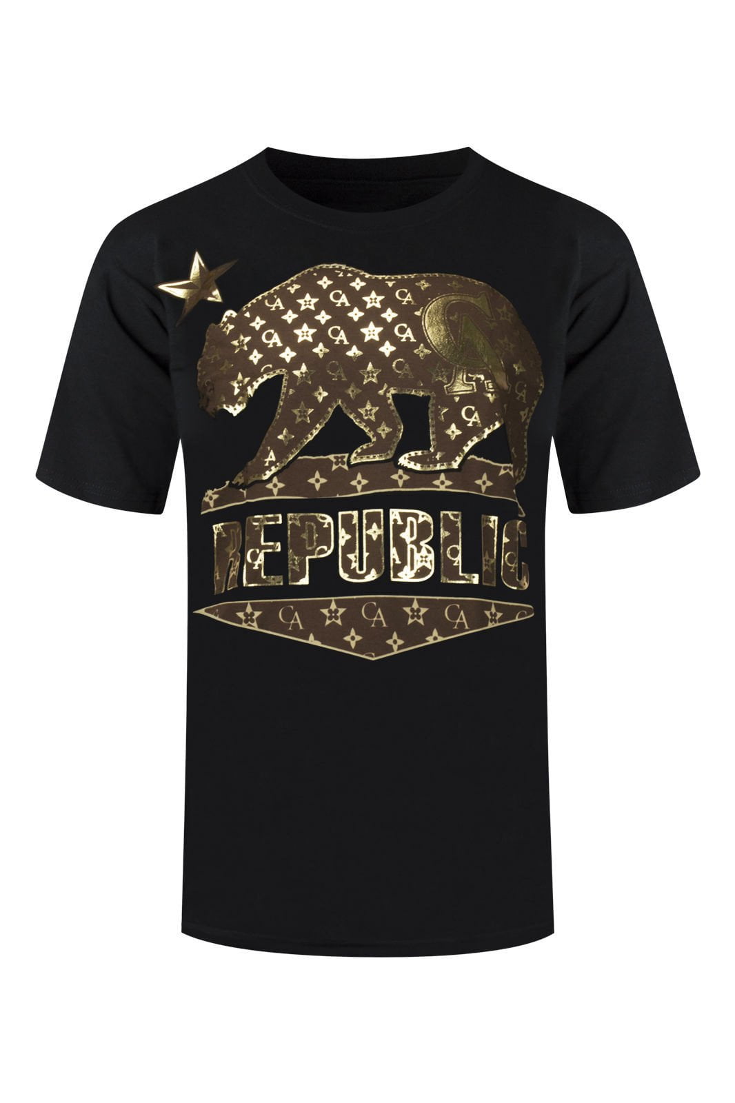 NEW Men T-Shirt Gold Plated CA 