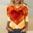 thumbnail image 2 of 2026 Valentines T Shirts for Women Ladies' Round-neck 3/4 Sleeve Loose Top Cute Heart Printed Outfits Romance Date Clothing Soft Casual Shirts, 2 of 6