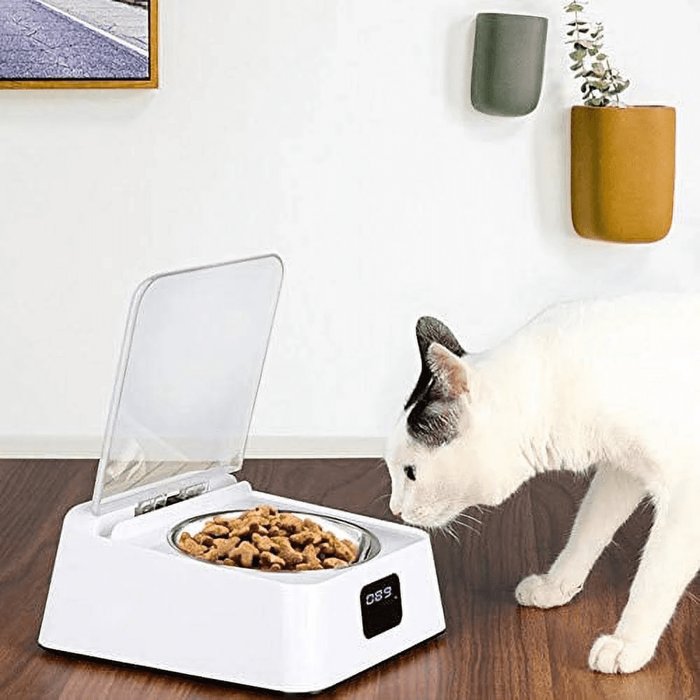 Automatic Pet Feeder Bowl with Infrared Sensor - Motion-Activated Lid, Moisture-Proof Food Dispenser for Dogs & Cats