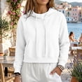 thumbnail image 5 of DORKASM Womens Hoodies Crew Neck Drawstring Lounge Hoodies Long Sleeve Lightweight 2026 Fashion Crop Tops Fall Winter Slim Fit Causal Pullover White S, 5 of 8