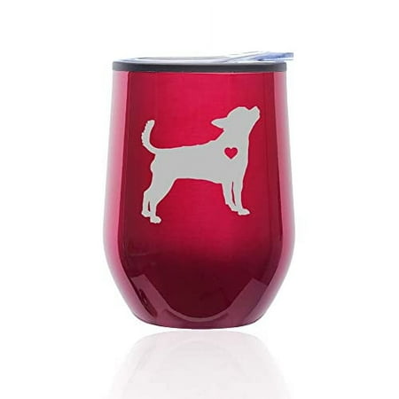 

Stemless Wine Tumbler Coffee Travel Mug Glass with Lid Cute Chihuahua With Heart (Fuchsia)