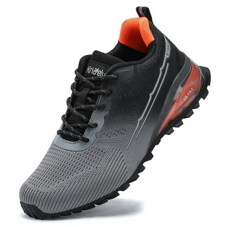 Kricely Men s Trail Running Shoes Fashion Walking Hiking Sneakers for Men Tennis Cross Training Shoe Outdoor Snearker Mens Casual Workout Footwear Grey Size 11