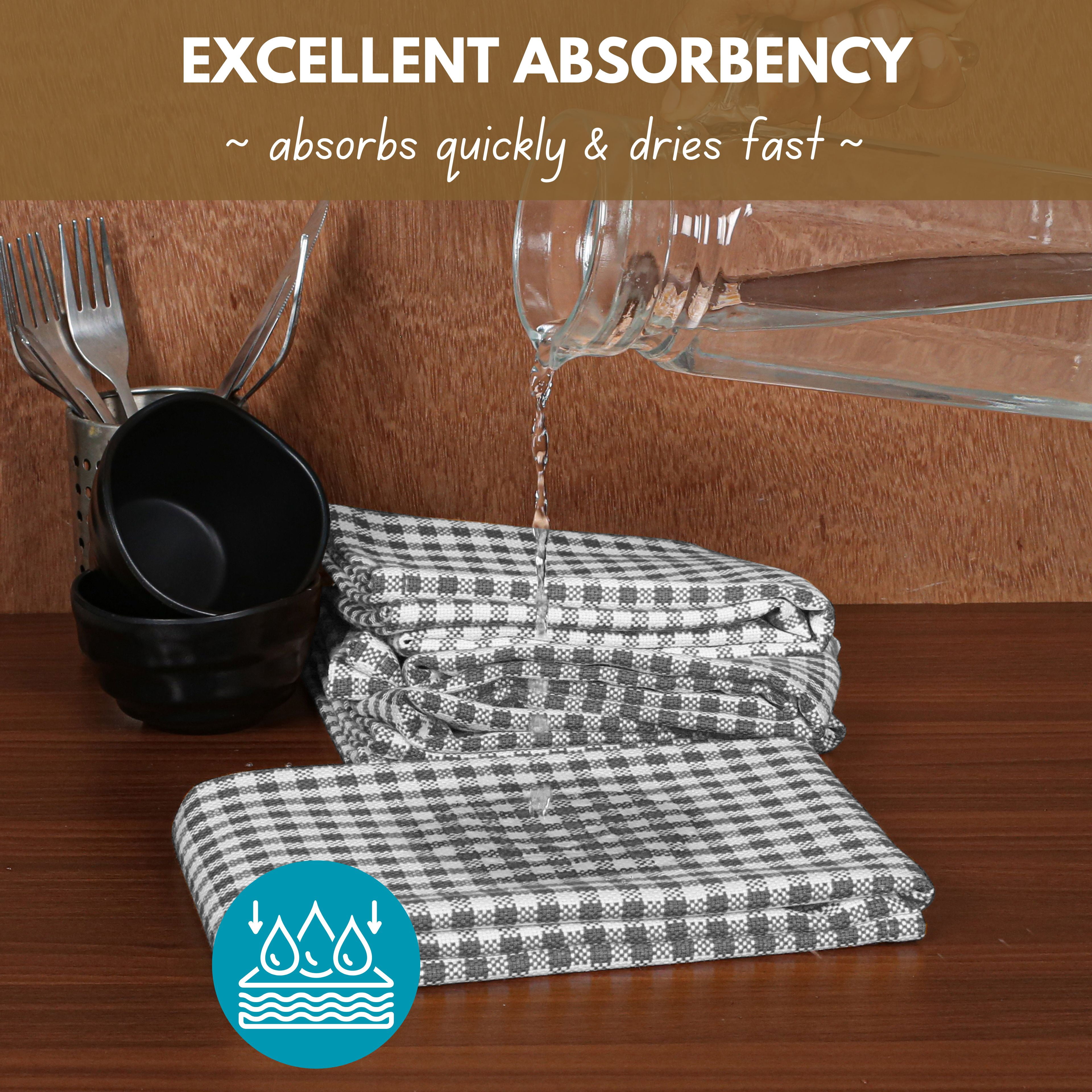 Native Fab Mini Checks Kitchen Towel, Set of 12, Cotton, 15x25 Gray White
