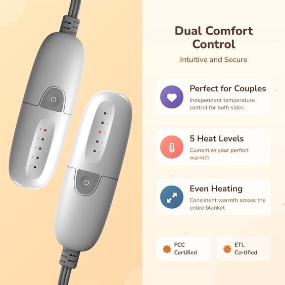 Heated Blanket Queen Size, Soft Dual-Sided Flannel Electric Blanket, Dual Controller Heating Blankets with 5 Heat Levels & 10-Hour Auto Off, Machine Washable, Best Warm Gift (84x90 in, Dark Gray)