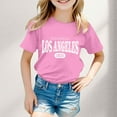 thumbnail image 2 of Razzly Little Girls Kids Shirts for Kid, Los Angeles Shirts Graphic Tees Kids Short Sleeve Shirts Cotton Shirts for Teen Girls Basics T Shirt Girl Summer Shirts(Pink 4-5 Years), 2 of 4