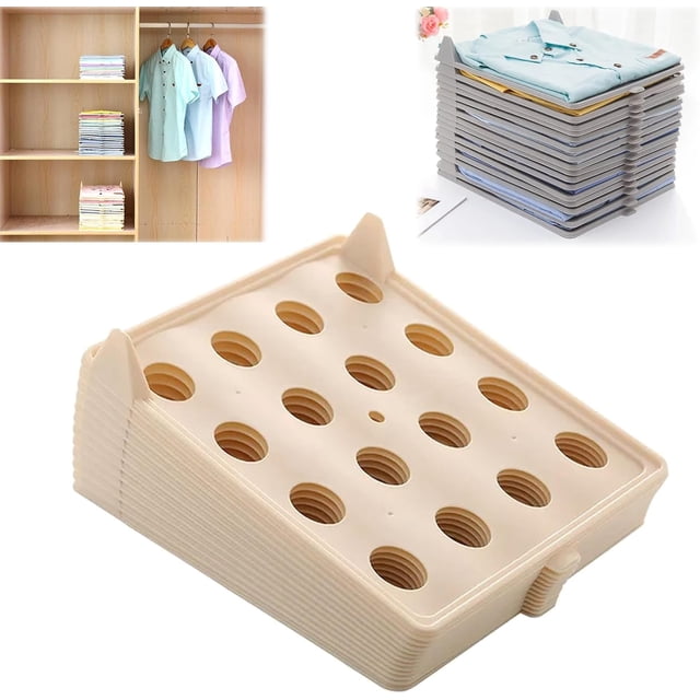 Organizador de camisetas de 8 piezas, tablero para doblar camisetas de 13 x 10,24 pulgadas, bandejas apilables duraderas para ropa, sistema organizador de armario para camisetas, toallas y sudaderas,