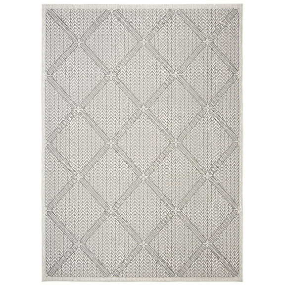 SAFAVIEH Martha Stewart Yimani Geometric Machine Washable Indoor/Outdoor Area Rug, Charcoal/Beige, 8' x 10'