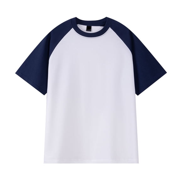 Mens Casual Summer Pullover Raglan Short Sleeve Color Block Shirt Vacation Holiday Tops Fathers Gift