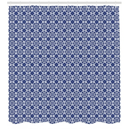 Dutch Shower Curtain Delft Style Geometric Pattern With Rhombuses