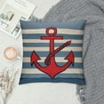 thumbnail image 2 of PIKWEEK  Nautical Anchor Throw Pillow Covers  Navy Blue Stripes with Red Ocean Sea Sailing Coastal Beach Outdoor Decor Waist Cases Pillowslip,, 2 of 5