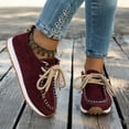 thumbnail image 6 of SYMOID Womens Wine Flock Vintage Moccasin Shoes - Soft Skin-Friendly Footwear with Thick Jute Rope Laces & Ergonomic Comfort for Daily/Weekend/Casual Work,Size 41, 6 of 9