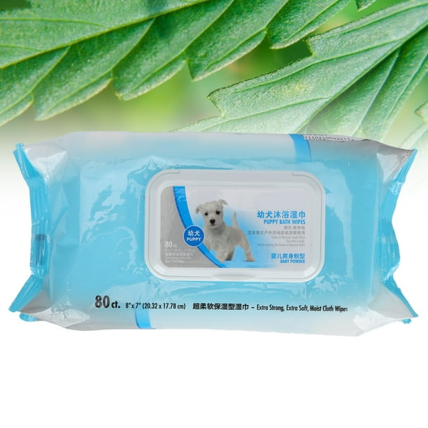 FLAMEEN Pet Wipes Puppy Deodorizing Grooming Wipes For Face Paws Stains 80ct Per Pack Dog Paws Wipes Dog Grooming Wipes