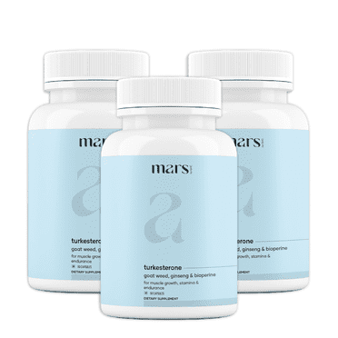 Mars Turkesterone Capsules: Powered with Goat Weed, Ginseng, & Bioperine pack of 3