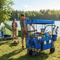 thumbnail image 3 of VECUKTY Collapsible Garden Wagon Cart with Removable Canopy Blue, 3 of 11