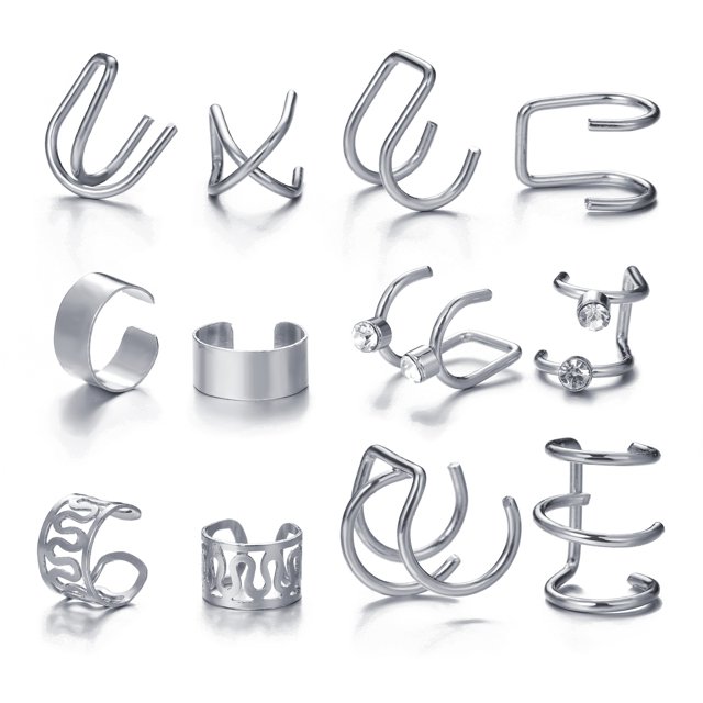 Pendientes de Clip de hojas de Color plateado LATS para mujeres y hombres, creativo Simple C, manguito de oreja, conjunto de Clip de oreja sin perforación, regalo de joyería de tendencia Dengxun unisex