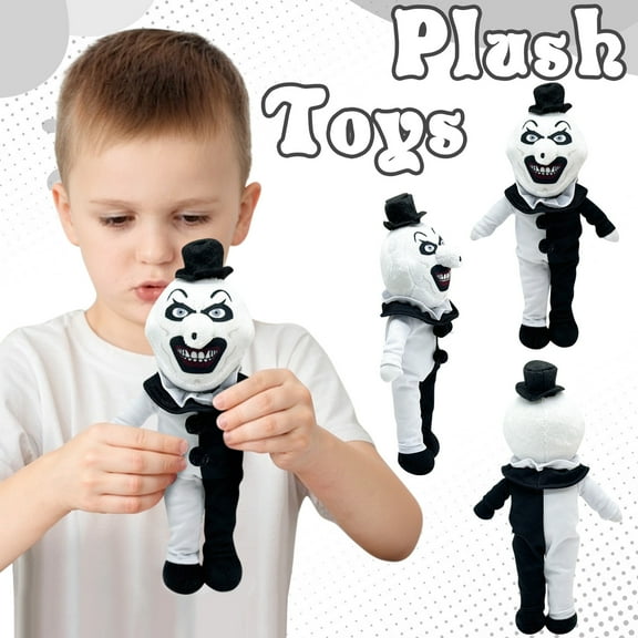 TERRIFIER 3 Art The Clown Plush Toy, Soft TERRIFIER 3 Plush Toys, Timeless TERRIFIER Plushies Black White Aesthetic, Scary Killer Clown Stuffed Dolls, Perfect Holiday Gift for Horror Lovers