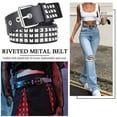 thumbnail image 4 of Nvzi Punk Leather Belt,Women Men Goth Pyramid Studded Square Beads Rivet Jeans Belts (Coffee), One Size, 4 of 5