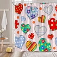 thumbnail image 2 of Valentine''s Day Shower Curtain Colorful Love Heart Boho Flower Polka Dot Plaid Romantic Sweet Couple Holiday Fabric Bathroom Decor Curtains with Hooks,Red Blue Pink, 2 of 5