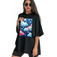 thumbnail image 3 of Plus Size Shirt for Women Black Tops for Women Oversized Short Sleeves Shirt for Women Rainbows T Shirt Crewneck Shirt for Women XL, 3 of 5
