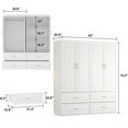 thumbnail image 5 of KULAGAGA 4-Door White Armoire, 63 Wide Wardrobe Storage Cabinet with Shelves and Drawers for Bedroom,74.4" H, 5 of 7