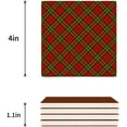 thumbnail image 3 of POGLIP Red Green Check Plaid Set of 8 Coaster for Drinks, Absorbent Ceramic Stone Coasters Cup Mat with Cork Base for Home Kitchen Room Coffee Table Bar Decor, 3 of 4