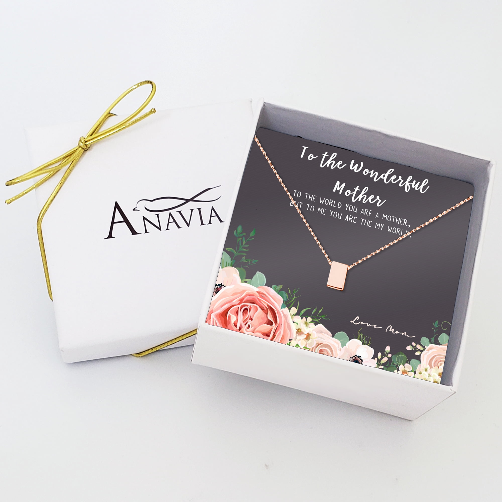 To The Wonderful Mother Mother's Day Gift, Mother's Day Gift for Her, Mother's Day Gift for Her, Gift for Mom,Jewelry Gift for Mom, Necklace Gift for Mom [Rose Gold, No-Personalized Card]