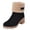 Black, variant on Faux Suede Boots for Women Slip On Windproof Mid Block Heeled Boots Versatile Warm Round Toe Snow Boots with Fleece Lined