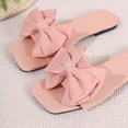 thumbnail image 5 of Agkizg Womens Indoor Outdoor Slides, Beach Walking Sandals, Squares Toe Flat Slide Sandals Bow Decorative Casual Indoor Outdoor Summer Daily Slippers, 5 of 7