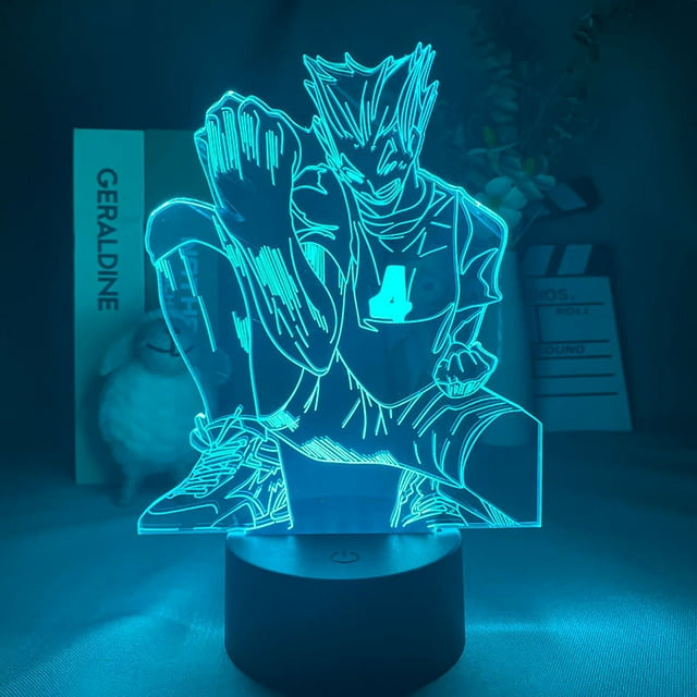 Luz nocturna LED 3D Haikyuus Kotaros Bokutos que cambia de color