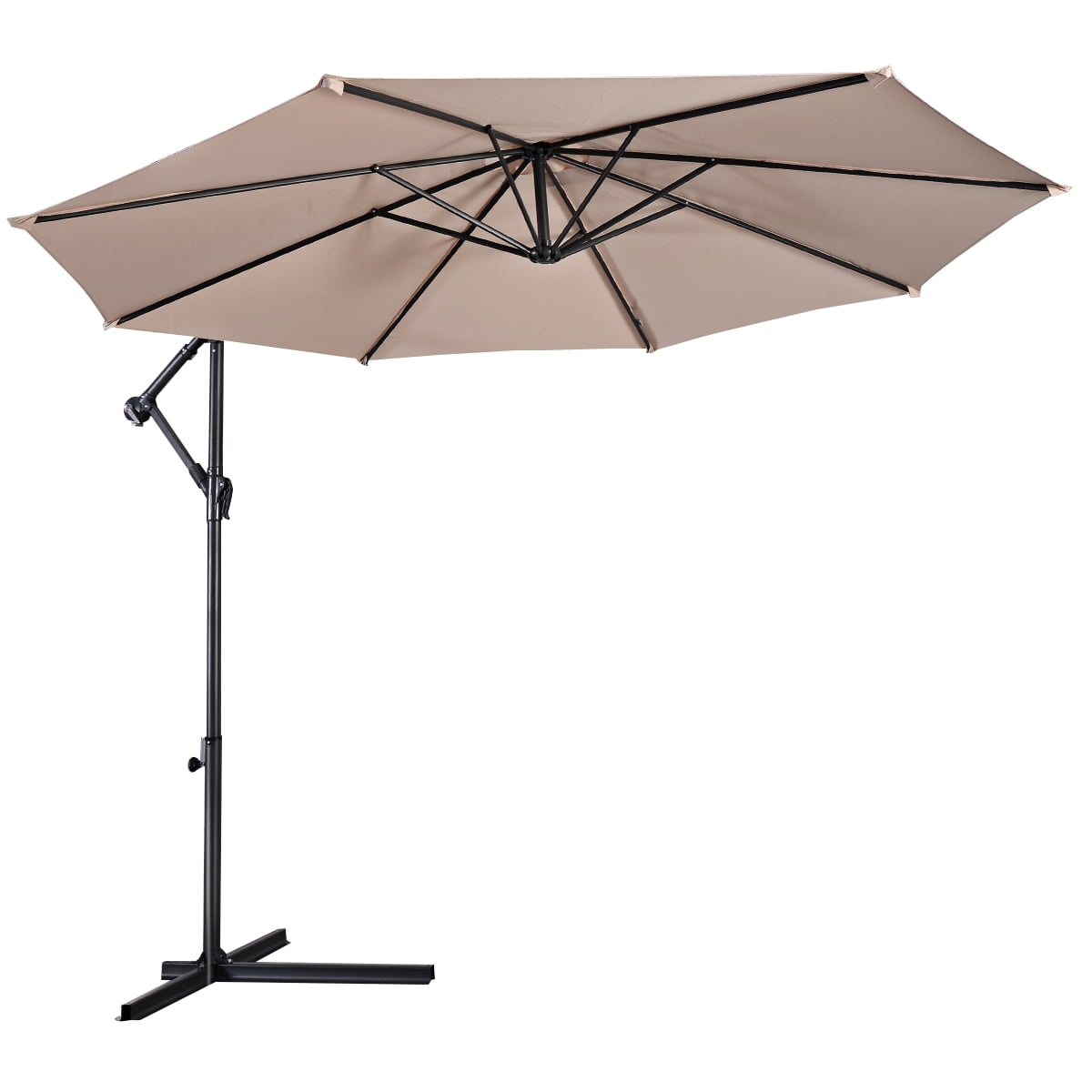 Gymax 10' Hanging Umbrella Outdoor Patio Market Banana Umbrella Offset Beige