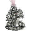 Pewter Finish Angel Ornament with Light Rose Swarovski Crystal Stone, Love One Another